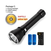 랜턴 해루질 써치 엘프 수중 가장 강력한 LED 스쿠버 다이빙 토치 낚시 4000LM 26650 방수 XHP70 라이트, Package F