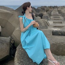 예쁜 비치원피스 해변룩 여름휴가 바캉스룩 어깨슬링 롱비치원피스 휴양지룩