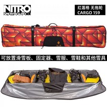 101250 NITRO 스노우 보드 가방 신품 바퀴 달린 스키 보호 가방 165cm 멀티 프린트 심플한 디자인, 159 붉은 연꽃 격자 (바퀴 없음)