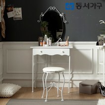 동서가구 로망스 화이트 OM 선반 화장대 세트 DF634529, 화이트 타원형거울