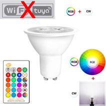 스마트전구 LED IOT Tuya-Smart Life GU10 Led 스포트라이트 전구 8W RGB 110v 220v 밝기 조절 가능, 01 Bulb Light x 1, 03 Remote RGBW No Smart