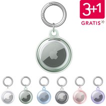 에어태그 AirTag 3+1 투명 클리어 컬러 풀커버 케이스 키링 포함, 1개, 그린