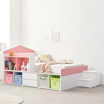 에보니아 샘스 하우스헤드 바구니 수납침대 SS F세트 캐시미론 매트포함 [착불배송], 헤드핑크 책장라벤더
