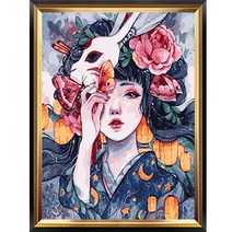 히여 보석 십자수 DIY 패키지 복면 꽃 소녀 BH-036 원형비즈 30 x 40 cm, 1개