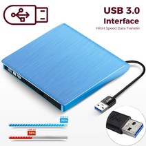 외장형 씨디롬 DVD 플레이어 odd Kuwfi 외부 usb 3.0 드라이브 cd-rw dvd-rom dvd-rw 버너 windows7810 pc 노트북 용 usb cd 163, 푸른