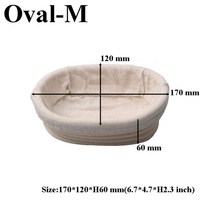 반느통 바네통 깜빠뉴 발효바구니 라이너가있는 딱딱한 국가 빵 교정 바구니 수제 타원형 모양의 천연 등나무 배네통 사워 도우 발효 도구, 타원형-m