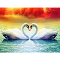 보석십자수 천년의사랑 커플백조 속삭이는 러브스완 유화감그림 큐빅아트 집콕취미 인테리어 집중력향상 웨딩 신혼 선물 액자없음 비즈 구슬 수제공예 DIY만들기세트 18종, 커플백조18번, 80*100CM