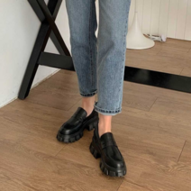 보드미 졸업식코디신발 통굽 검정 옥스퍼드 로퍼 여자 정장 캐주얼화 단화