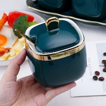 WARM 양념통 작은사치 에메랄드 조미료통 조미료함 도자기 주방, T11-에메랄드 싱글통 1골드 수저