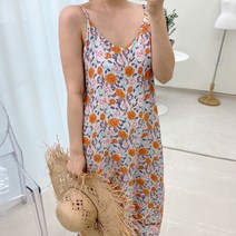 보헤미안 롱 끈나시 원피스 루즈핏 플라워 허니문룩 바캉스룩 보라카이 괌