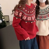폼폼 눈꽃 라운드 니트