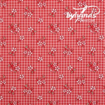 바이핸즈 꽃무늬 패치워크 패브릭 피드색 퀼트 프린트원단 - 1/2yd 대폭 4종, 17.체크플라워-레드