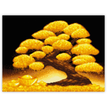 블링블링 DIY 캔버스형 보석십자수 60 x 45 cm, CV-027 (황금돈나무), 1개