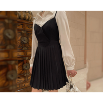 벨론디너 블라우스 뷔스티에 플리츠 미니 원피스 세트