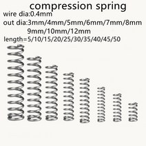 방진 스프링 10-20pcs 0.4mm 압축 외경 3mm 12mm 스테인레스 스틸 마이크로 소형 압축, 8mm 20개, 40mm