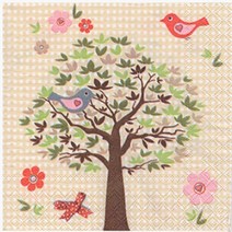 파스텔크래프트 냅킨아트 13307106 BIRDS TREE BEIGE 냅킨20매 33×33cm 0852, 20매입, 혼합색상