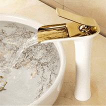 준앤코 골드 원홀 폭포수 세면대 수전 욕실 탑볼 화장실 화이트 블랙 무광니켈 수도꼭지 세면수전, 탑볼형(L) 화이트(W)