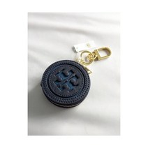 새상품 택있음 라운드 토리 버치 가죽 동전 케이스 전자열쇠/지갑 블루 네이비 골드 액센트 지퍼 장지갑