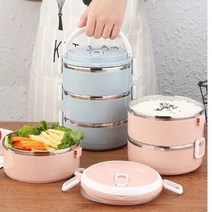 3단 피크닉도시락 캠핑 가족나들이 보온도시락, 그린