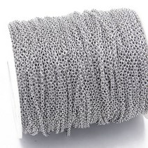 쇠사슬 스텐 체인 10 미터몫 3 사이즈 스테인레스 스틸 라운드 스쿼시 크로스 목걸이, 2x2.5