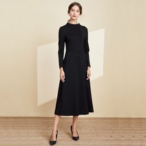 복고풍 햅번 스타일 라운드 롱 플레어 원피스