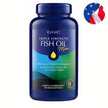 GNC 지엔씨 트리플 스트랭스 피쉬오일 미니 Fish Oil Mini 트리글리세라이드 240캡슐 1개, 240