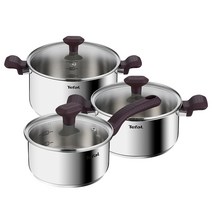 테팔 NEW 차세대 냄비 + 후라이팬 티타늄 스테인리스, 테이스티쿡 (편수16cm+양수20cm+양수24cm)