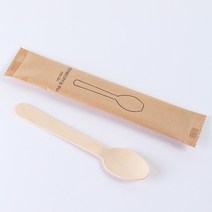 친환경 무방부제 개별포장 자작나무 일회용 배달용 위생 스푼 스픈 숟가락 200개 세트