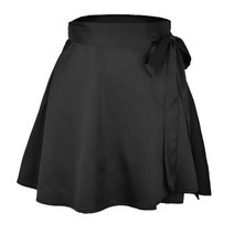 여름 레이스 업 미니 스커트 시폰 새틴 랩 여성 솔리드 컬러 하이 웨스트 Fashion Short Skirt