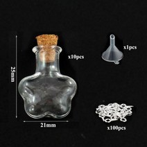 [케이로] 473066 코르크 마개가 있는 소형 미니 유리병 항아리 100 개 아이 나사 및 1 작은 깔때기 DIY 보석 만들기 5-10, [05] 51HA set, 51HA set