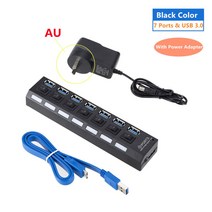 USB 3.0 허브 멀티 분배기 3 Hab 사용 전원 어댑터 7 포트 여러 확장기 3.0 PC 컴퓨터에 대 한 스위치, 02 AU 7 Port 3.0 hub