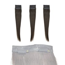 탈색 염색가능 긴 진짜 생머리 똑딱이 인모가발 헤어피스 브라운