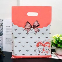 사각 핑크리본 비닐쇼핑백 50매_럭키데이2016 의류매장 팬시점 옷가게 매장 안경점 비닐선물가방, 사각 핑크리본 비닐쇼핑백 대형 50매_럭키데이2016
