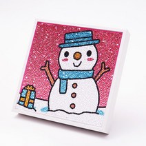 아이룸데코 큐빅 보석십자수 크리스마스 액자세트 20cm, 06.눈사람사각액자 20×20cm