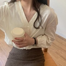 블라우스 리본 쉬폰 레이스 프릴 차이나 하이넥셔츠 원피스형블라우스
