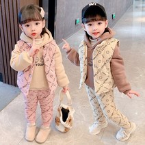 아짱 키즈 남녀공용 후드티+조끼+바지 실속3종세트 구성 겨울신상 상하세트 등하원룩 스마일리코듀3종세트