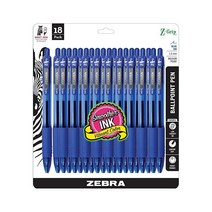 Zebra Pen Z 그립 접이식 볼펜 M 포인트 1.0mm 블랙 잉크 18피스 22218, Blue_18 Count (Pack of 1)
