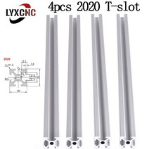 알루미늄프로파일 4pc 2020 압출 6mm 100-800mm 600mm 400mm 700mm 550-500mm 3d 프린터 프레임 용 선형 레일 t-슬롯 cnc 프레임, 4개 350mm, 4개