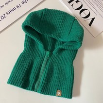 아펙토 1+1 지퍼형 니트바라클라바, 그린+그린