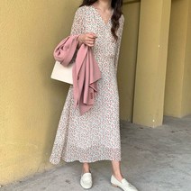 베트남원피스 발리 원피스 하와이 동남아 동남아여름옷 휴양지커플룩 해외여행여름옷 해외여행룩 여성 꽃 인쇄 롱 소매 드레스 달콤한 스타일 사무실 레이디 편안한 레저 경기 클래식 칙