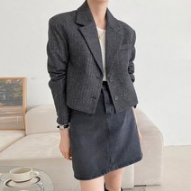 나언 울 헤링본 숏 블레이저 자켓