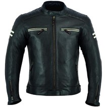 INTAN Safety with Style 남성용 블랙 천공 오토바이 가죽 재킷 5 Ce 프로텍터 라이더용 CJ010A 블랙., Medium