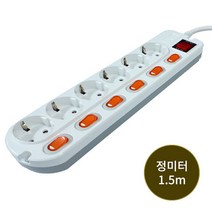 멀티탭 멀티콘센트 코드 국내산 KS 개별 접지 6구 1.5m, 1개
