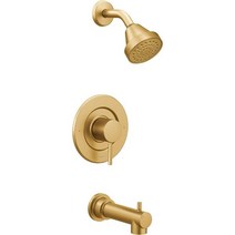 Moen Align Brushed Gold Posi-Temp 압력 밸런싱 현대적인 욕조 및 샤워 트림 키트(샤워 헤드 레버 핸들 스파우트(밸브 필요) 포함) T2193BG