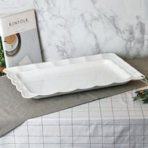 뷔페 직사각 웨이브 접시 대 대형 큰 멜라민 부페 기물 업소용 식당 긴 그릇, 1개