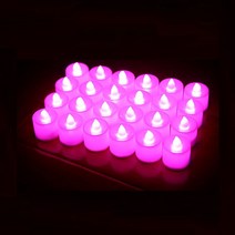 루아르모 꺼지지 않는 LED 티라이트 전자초 기타파티소품, 핑크, 24개