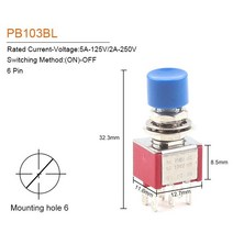 자동 절체기 전원 스위치 캠핑카 시스템 듀얼 카라반 1/5PCS 6mm 3/6Pin 2 위치 미니 순간 자동 복, 09 PB103BL 6 Pin_01 1 PCS