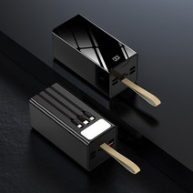 PYHO 보조배터리 50000mAh 보조배터리 22.5W고속충전 자체 충전선 장착, 블랙