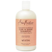 SheaMoisture 샴푸 곱슬머리용 컬 앤 샤인 코코넛 및 히비스커스 무파라벤 샴푸 13온스, 13액량 온스