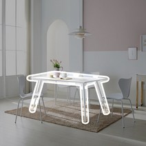 4인용/6인용 세라믹식탁 4인식탁/6인식탁 포세린 식탁 세트 쿠션 블랑누아 (식탁의자별도), [6인 식탁(의자미포함)]다리 화이트 / 상판 화이트